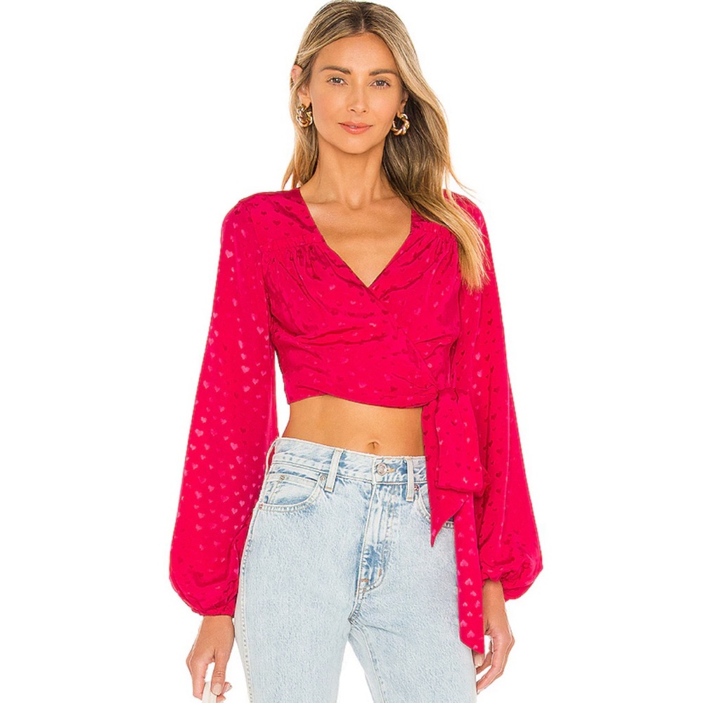 Majorelle Sharona Pink Heart Print Wrap Top
